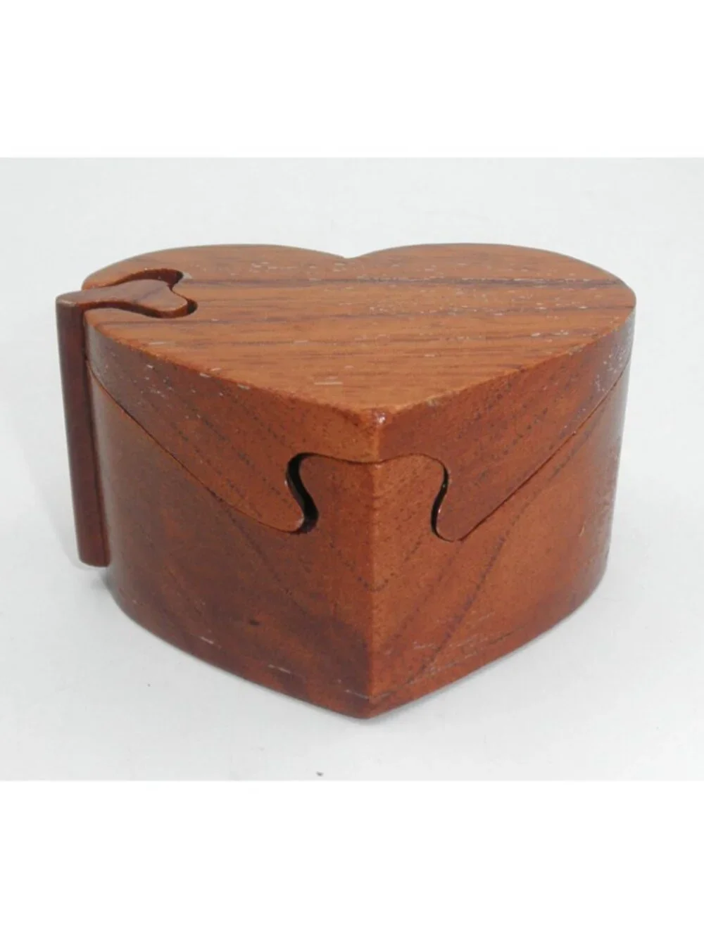 Wood Carved Trinket Keepsake Jewelry Heart Shaped Treasure PUZZLE BOX 4 Piece - Picture 2 of 11